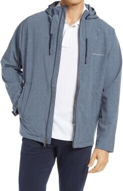 Southern Tide Men’s Go Abroad Heather Blue Hooded Rain Jacket Medium